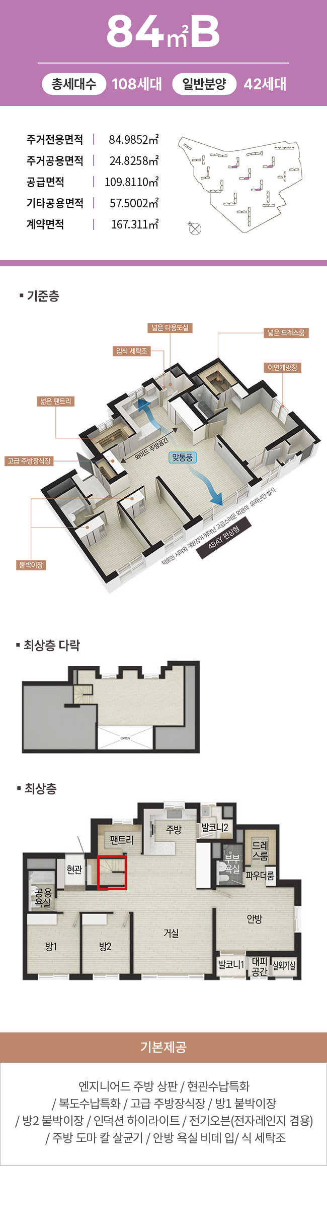김해 안동 에피트 84㎡B 평면도