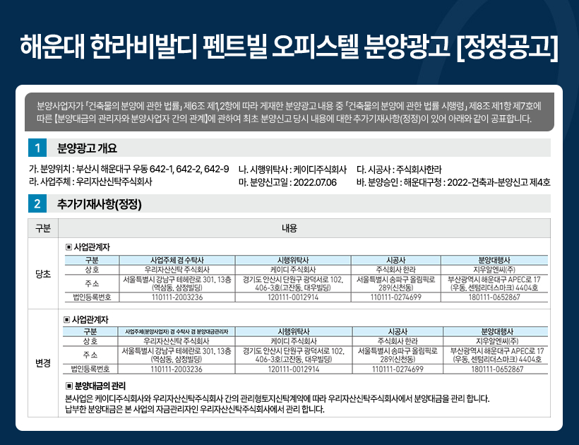 오피스텔 분양광고 [정정공고]