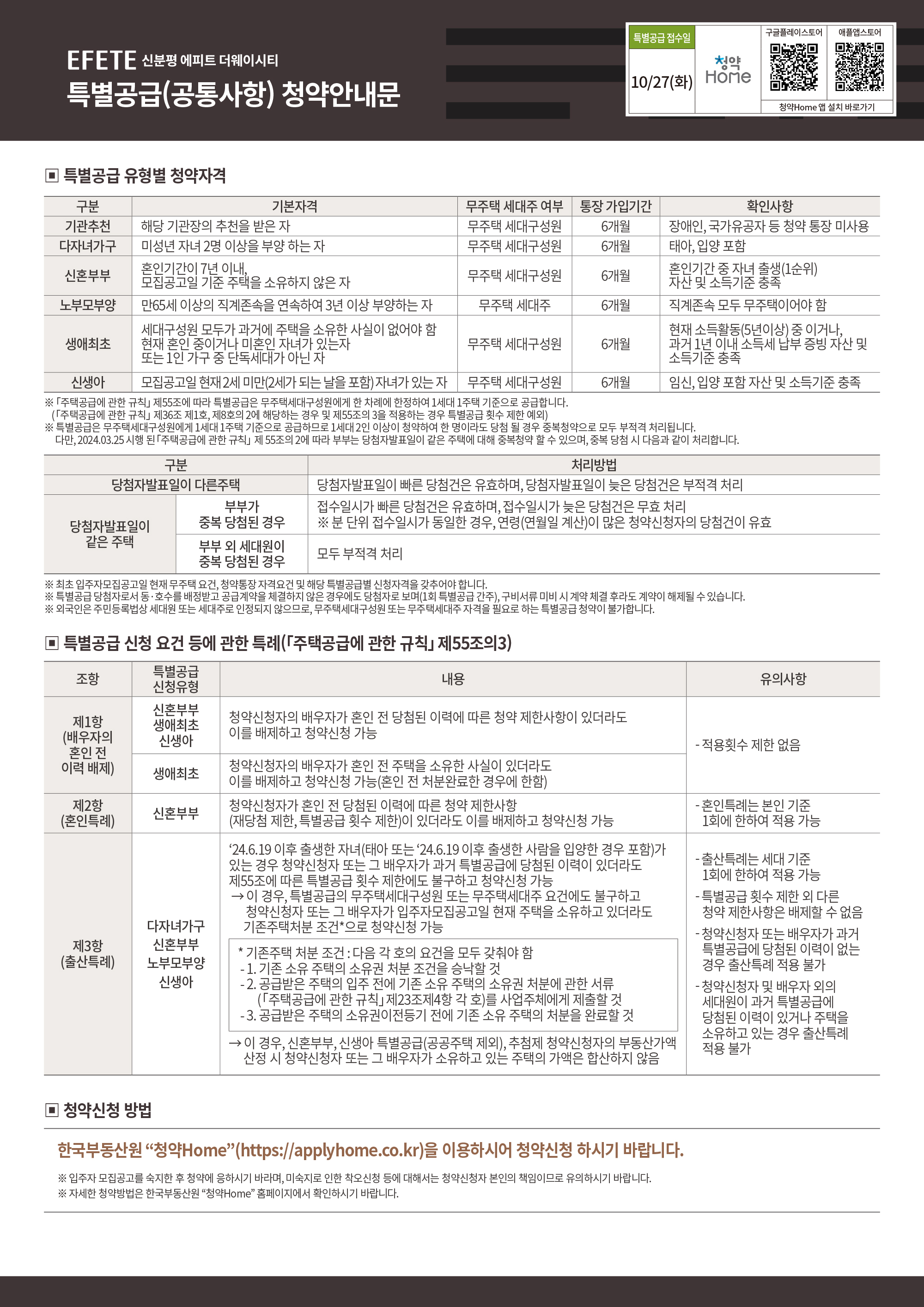 특별공급 청약안내